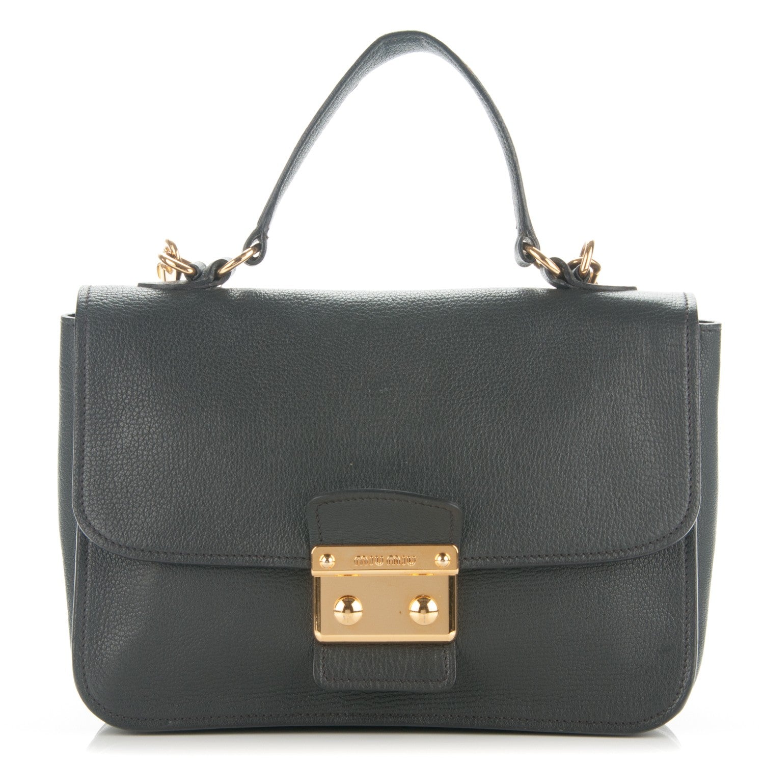 Miu Miu Goatskin Madras Shoulder Bag Ardesia 1 of 8