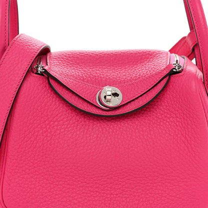 Hermes Taurillon Clemence Mini Lindy 20 Rose Shocking 7 of 9