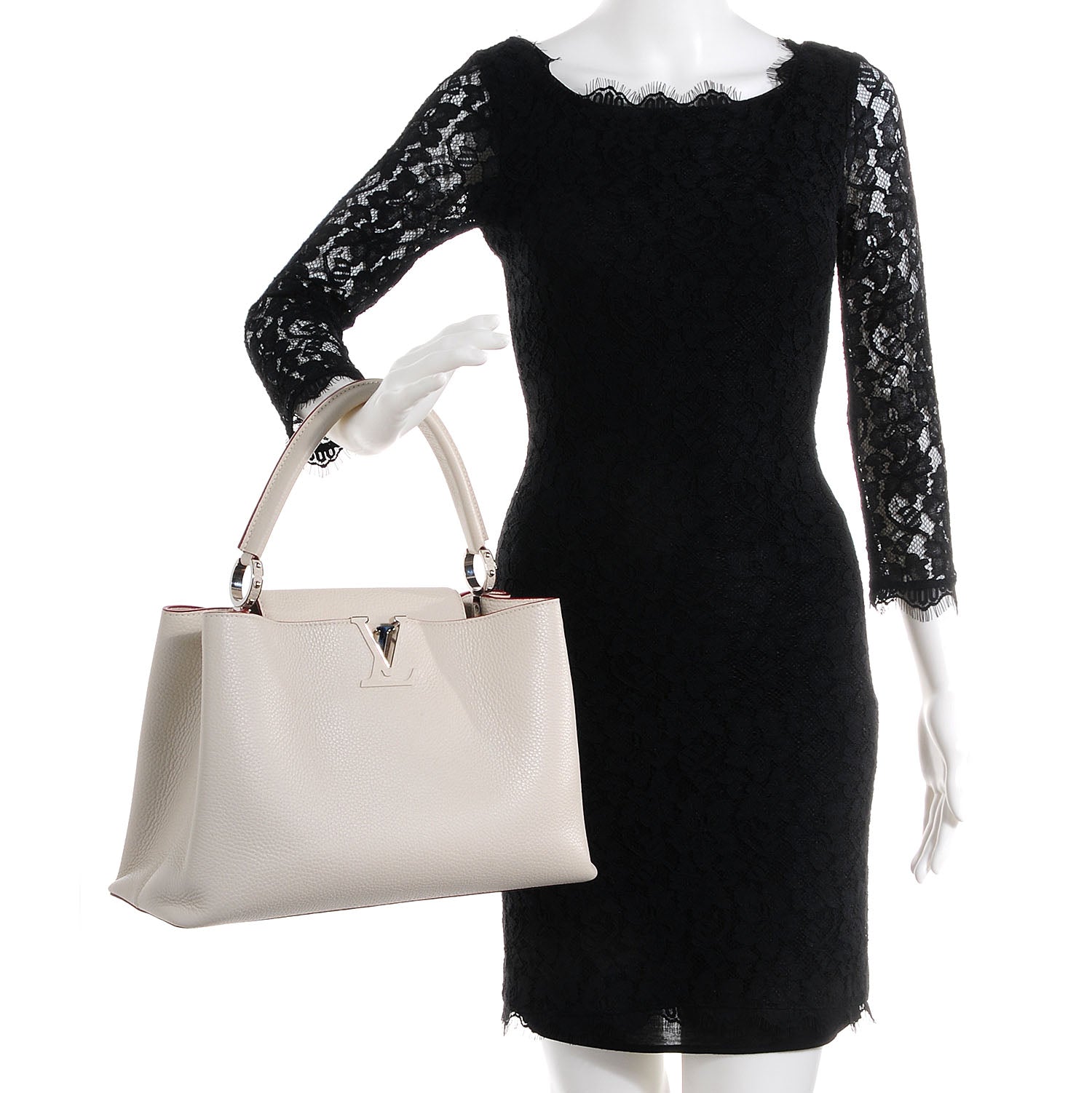 Louis Vuitton Taurillon Capucines MM Blanc Casse 2 of 8