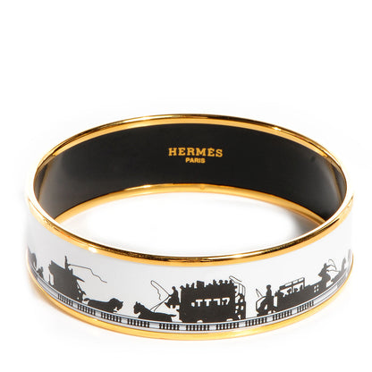Hermes Enamel Printed Carriage Wide Bracelet 70 1 of 5