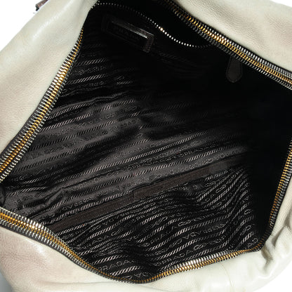 Prada Glace Calf Zippers Bauletto Ardesia Talco 8 of 13