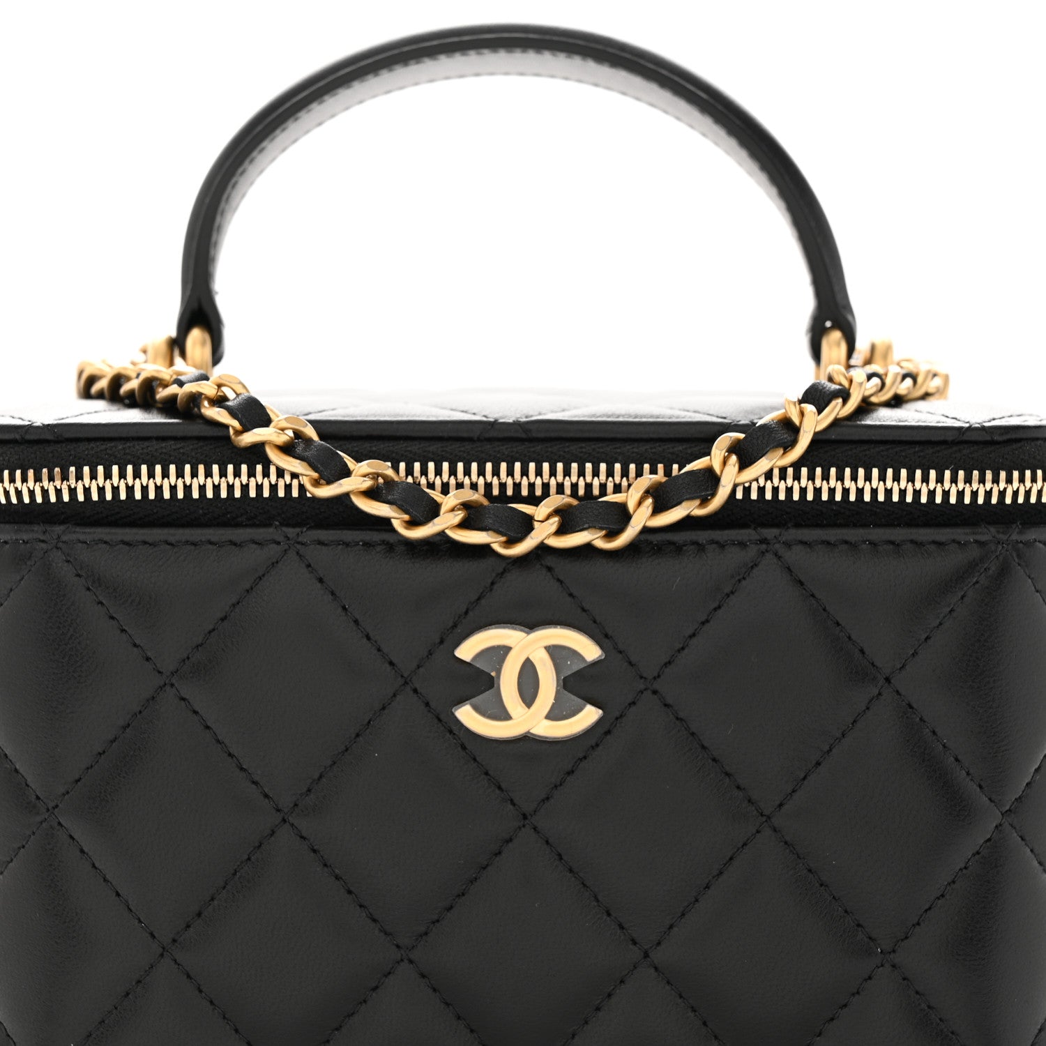 Chanel Lambskin Quilted Small Top Handle Vanity Case With Chain Black 8 of 13