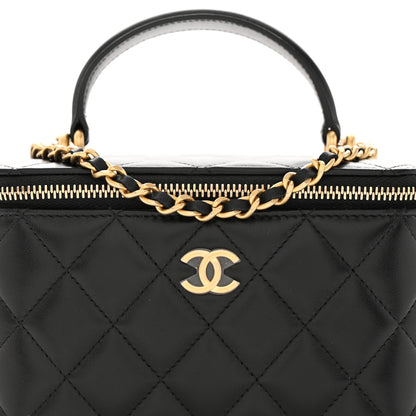 Chanel Lambskin Quilted Small Top Handle Vanity Case With Chain Black 8 of 13