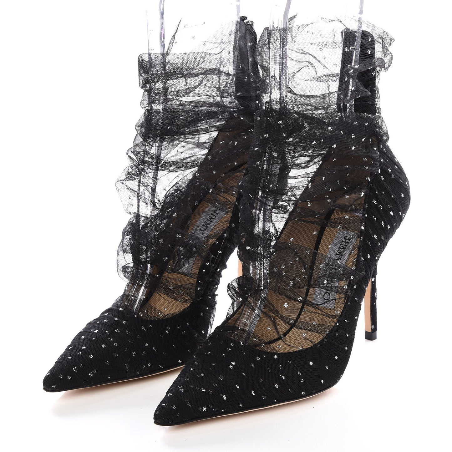 Suede Tulle Lavish 100 Pumps 36 Black Silver