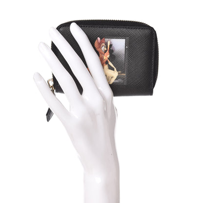 Givenchy Textured Coated Canvas Iconic Bambi Print Mini Zip Wallet Black 2 of 8