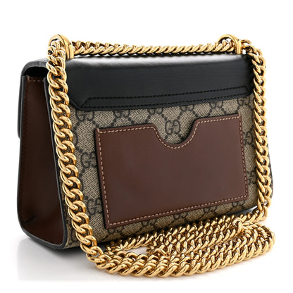 Gucci GG Supreme Monogram Calfskin Small Padlock Shoulder Bag Beige Black Cuir 3 of 12