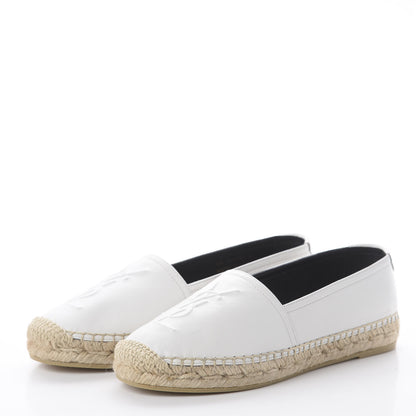 Saint Laurent Lambskin Monogram Espadrilles 34 White 3 of 7