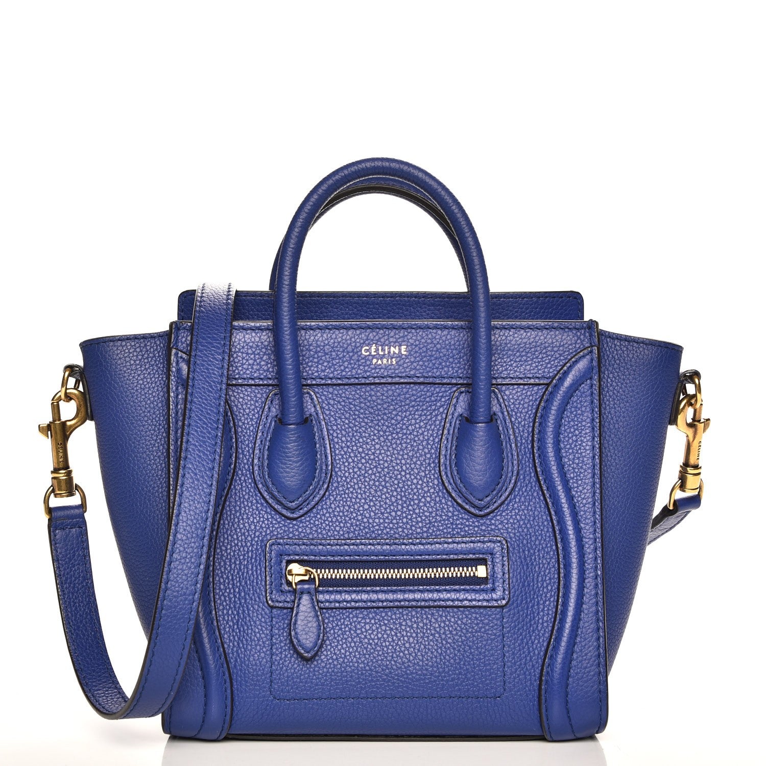 Celine Drummed Calfskin Nano Luggage Indigo 1 of 6