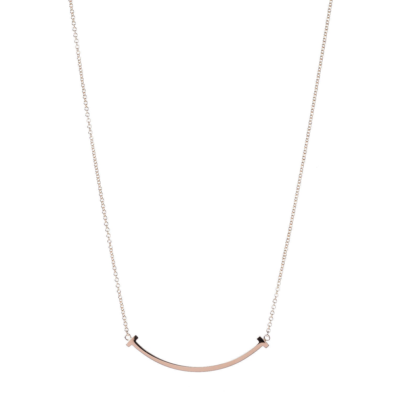 Tiffany 18K Yellow Gold Small T Smile Pendant Necklace 1 of 7