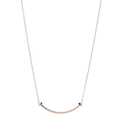 Tiffany 18K Yellow Gold Small T Smile Pendant Necklace 1 of 7