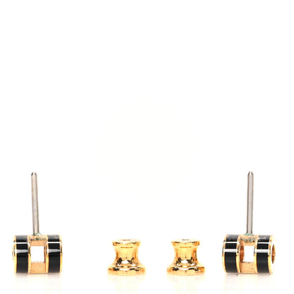 Hermes Rose Gold Lacquered Mini Pop H Earrings Black 3 of 5