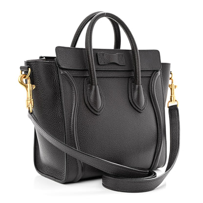 Celine Drummed Calfskin Nano Luggage Liquorice 3 of 11