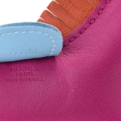 Hermes Milo Lambskin Grigri Rodeo Horse Bag Charm PM Rose Pourpre Cornaline Celeste 3 of 5