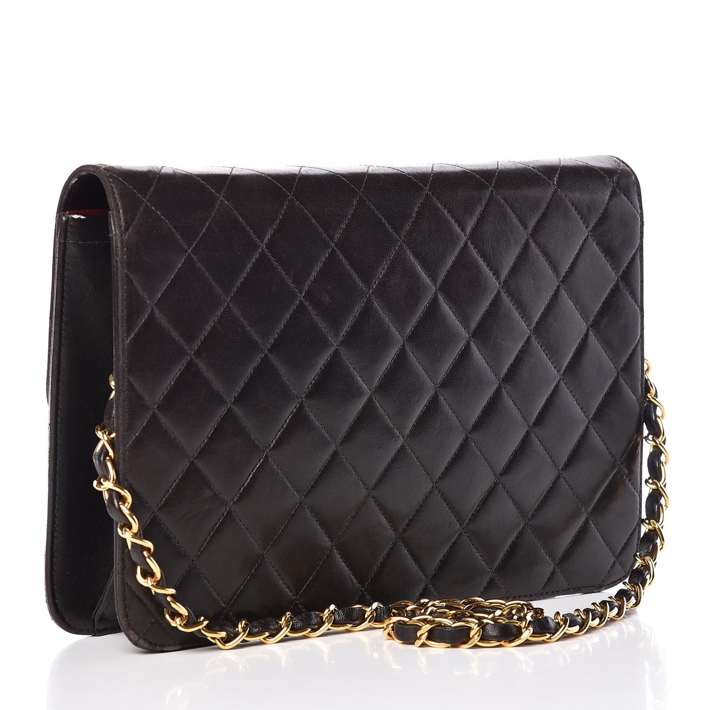 Lambskin Quilted Medium Single Flap Black
