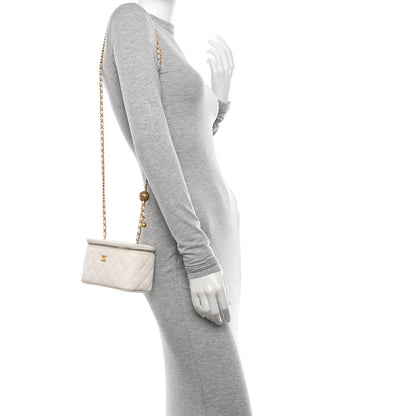 Chanel Lambskin Quilted Pearl Crush Small Vanity Case With Chain White 2 of 13