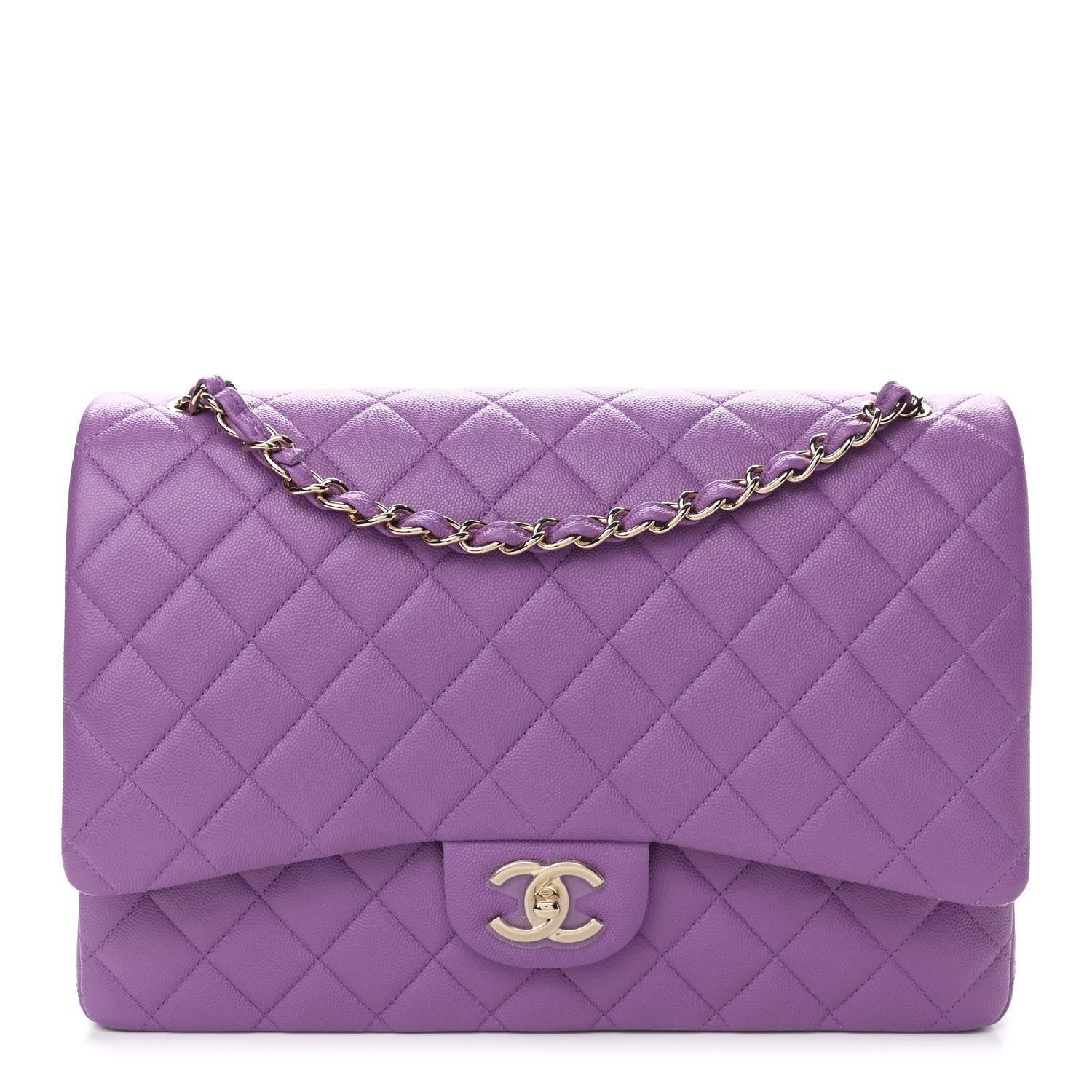 Chanel Caviar Quilted Maxi Double Flap Purple 1 of 10