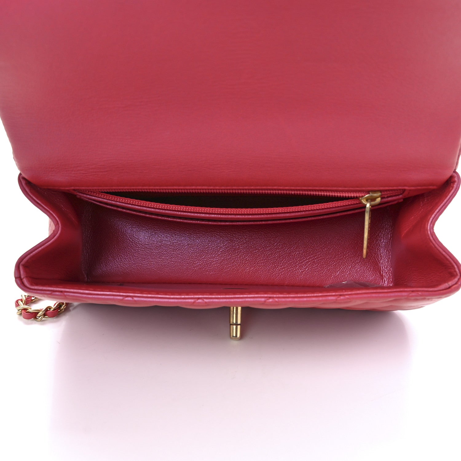 Chanel Iridescent Lambskin Quilted Mini Top Handle Rectangular Flap Red 5 of 13