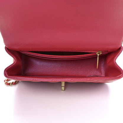 Chanel Iridescent Lambskin Quilted Mini Top Handle Rectangular Flap Red 5 of 13