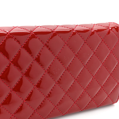 Chanel Patent Calfskin Quilted Brilliant East West Flap Clutch Red 15 of 16