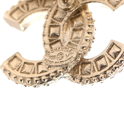 Chanel Crystal Resin Timeless CC Earrings Light Gold Grey 4 of 4