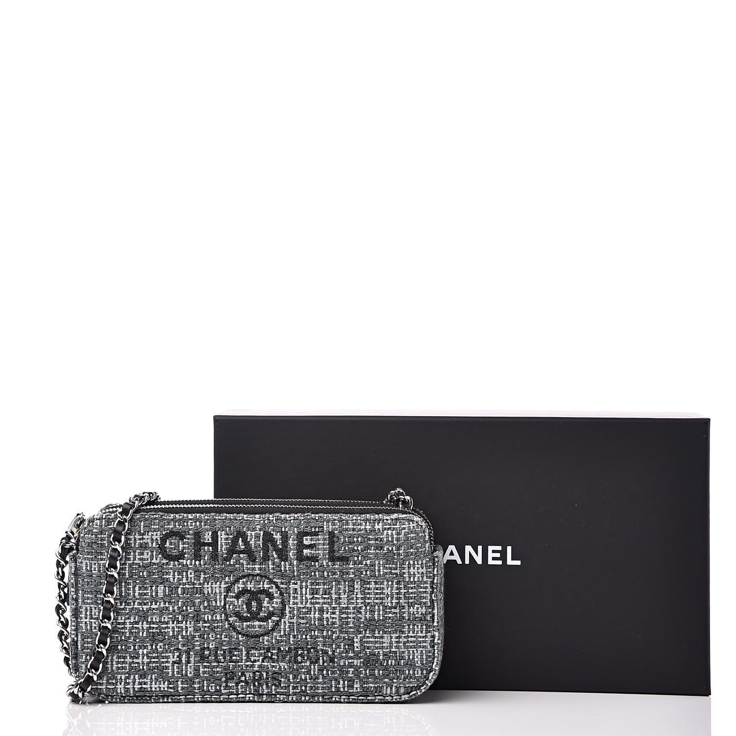 Canvas Small Deauville Clutch With Chain Charcoal