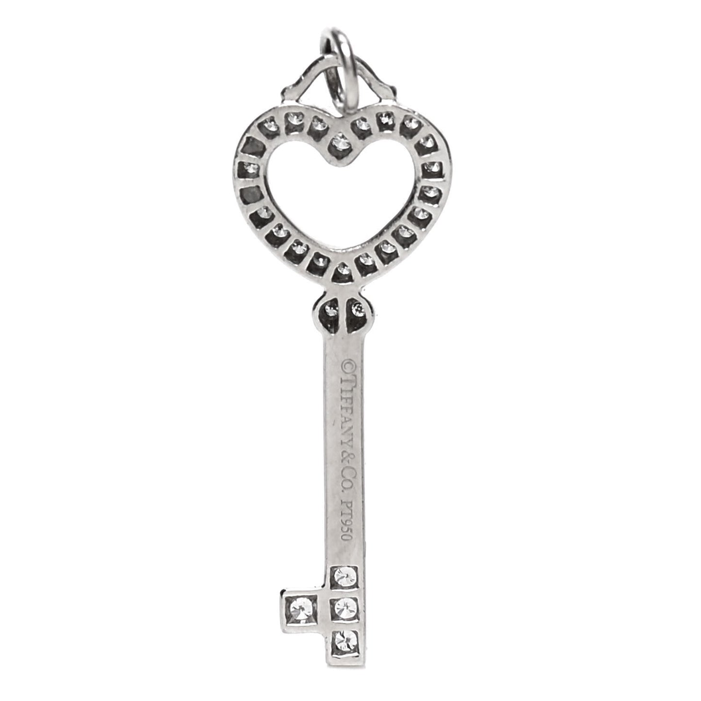Platinum Diamond Heart Key Pendant