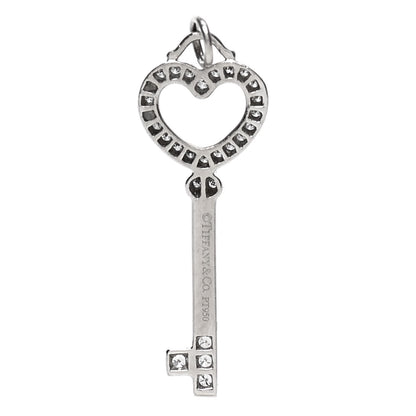 Tiffany Platinum Diamond Heart Key Pendant 3 of 3