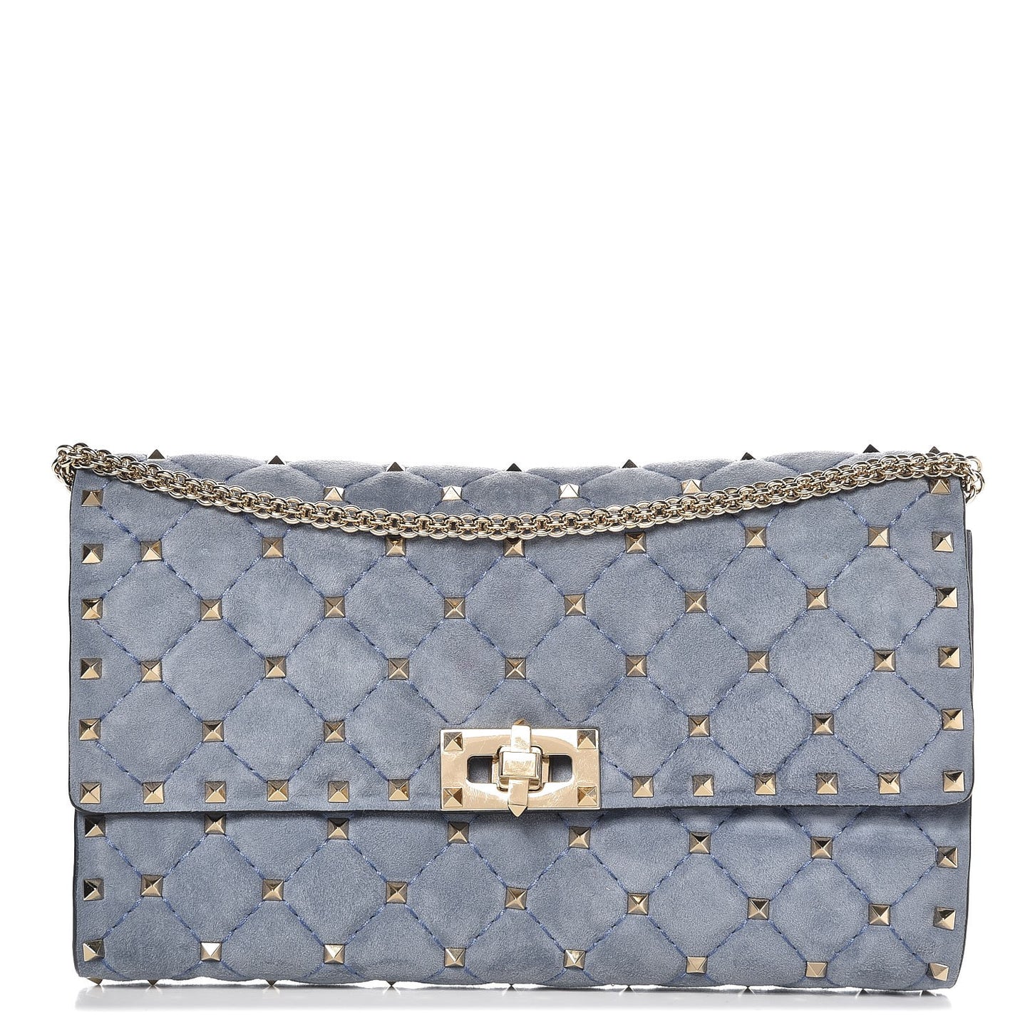 Suede Rockstud Spike Wallet on Chain Bright Blue