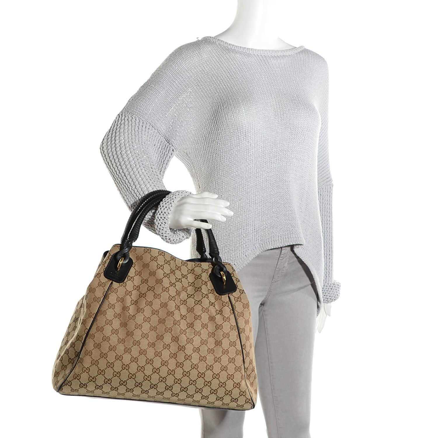 Gucci Monogram Large Tote Brown Black 2 of 7