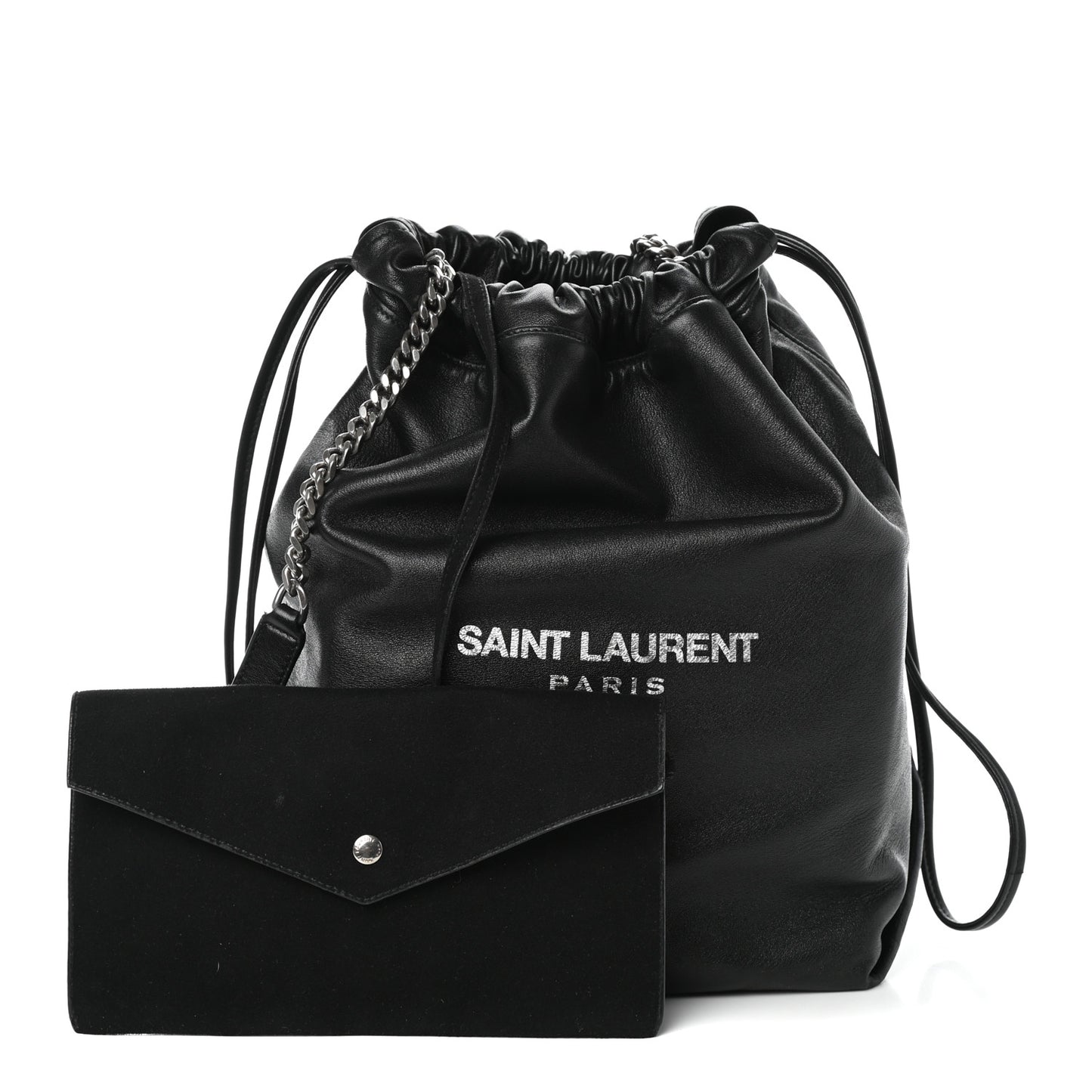 Lambskin Teddy Drawstring Bag Black