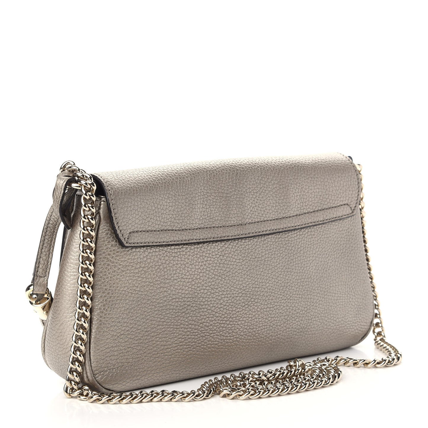 Metallic Pebbled Calfskin Medium Soho Flap Crossbody Golden Beige