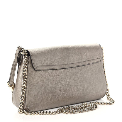 Gucci Metallic Pebbled Calfskin Medium Soho Flap Crossbody Golden Beige 2 of 8