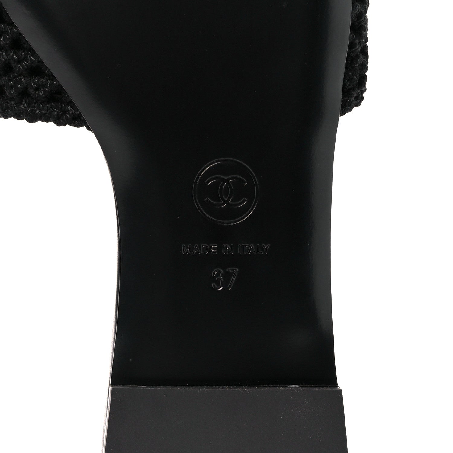 Chanel Crochet CC Mules Sandals 37 Black 7 of 9