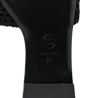 Chanel Crochet CC Mules Sandals 37 Black 7 of 9