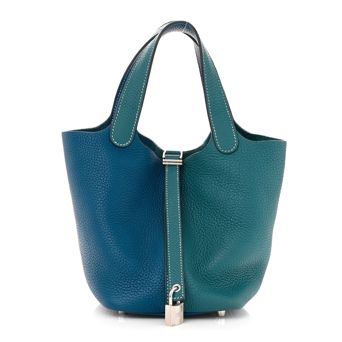 Taurillon Clemence Casaque Picotin Lock 18 PM Vert Bosphore Deep Bleu