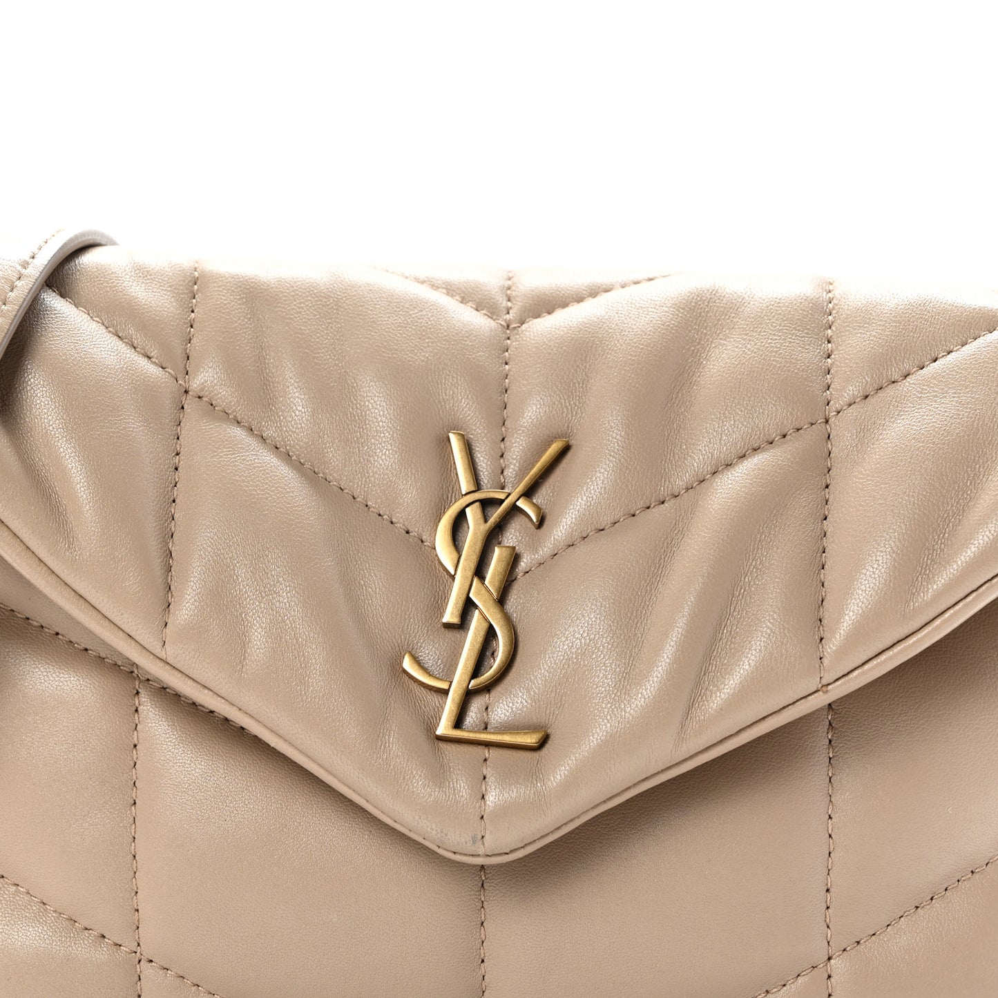 Lambskin Quilted Toy Loulou Puffer Monogram Chain Satchel Nude Powder