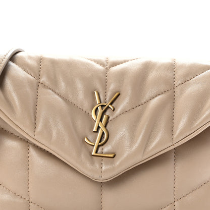 Saint Laurent Lambskin Quilted Toy Loulou Puffer Monogram Chain Satchel Nude Powder 9 of 11