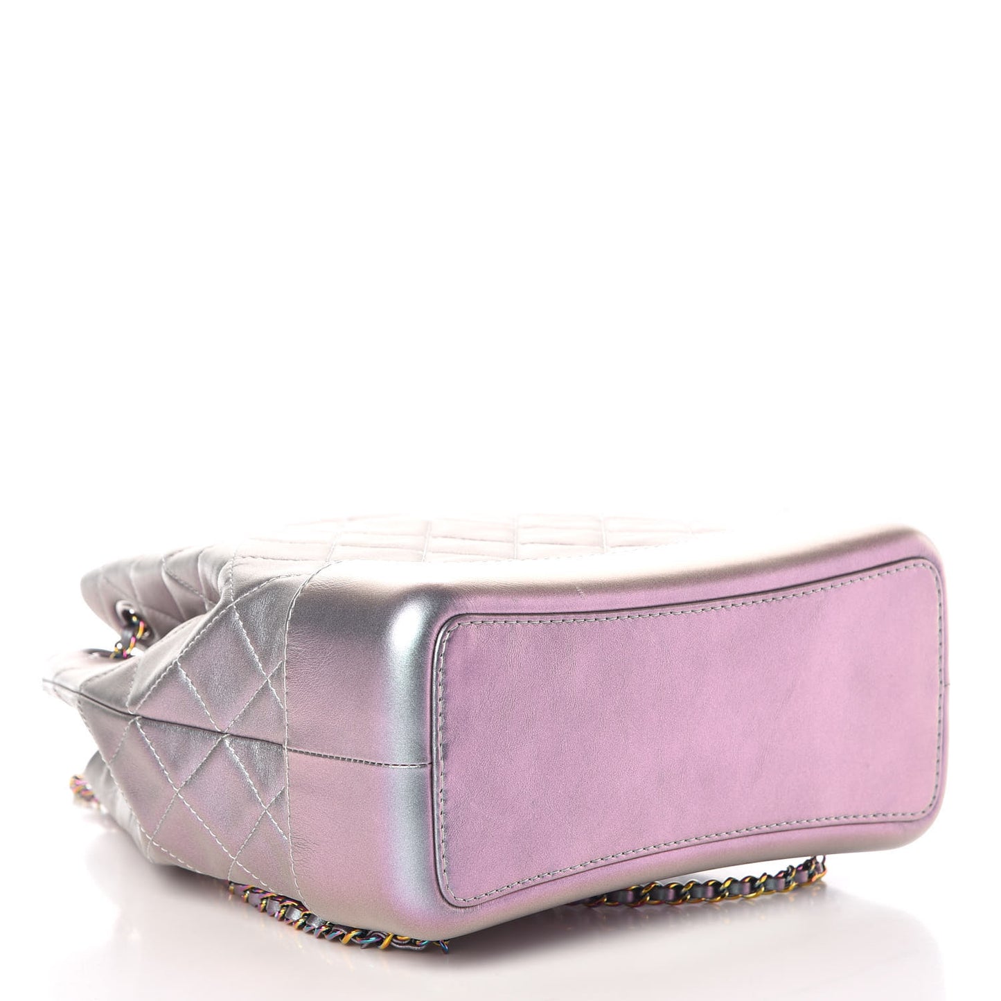 Iridescent Lambskin Calfskin Quilted Gabrielle Backpack Light Purple