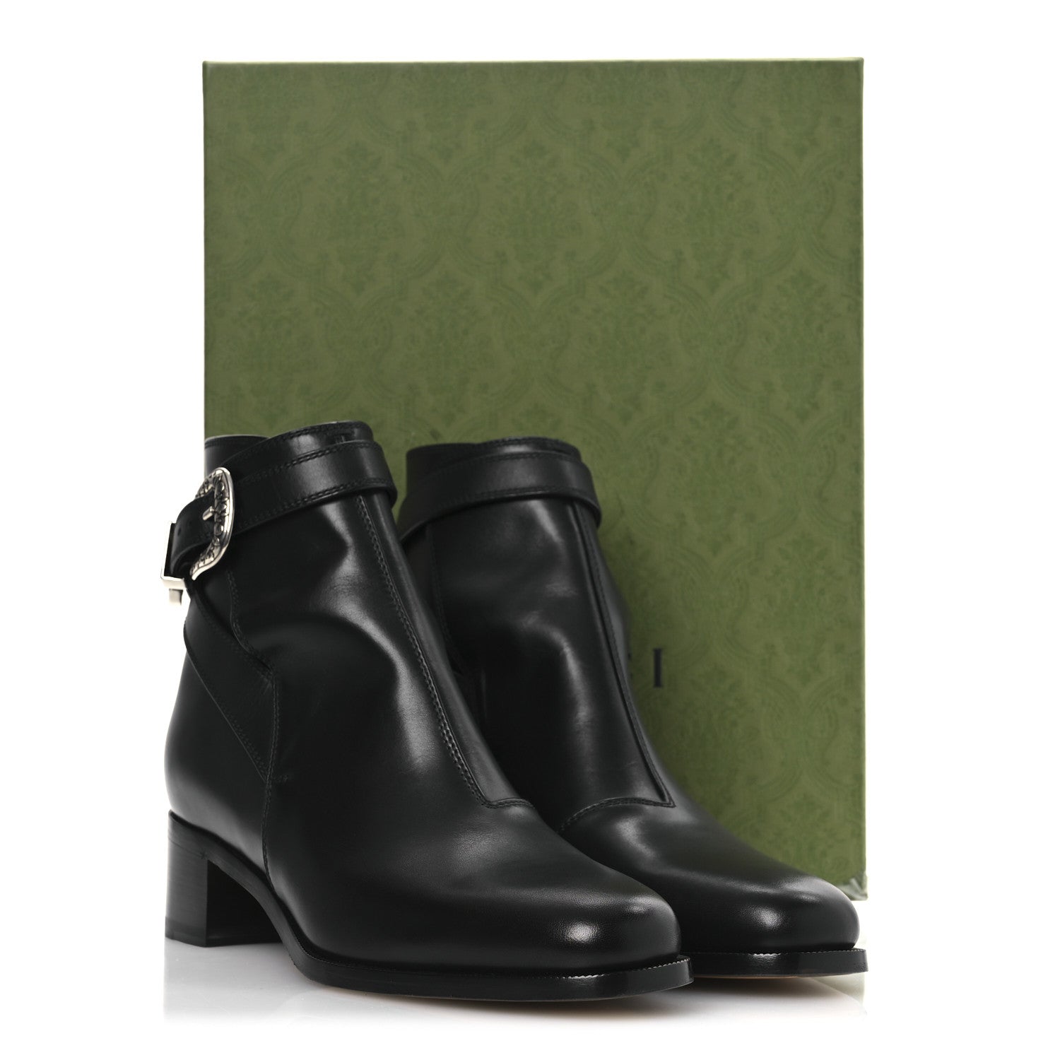 Gucci Calfskin Jakarta Buckle Boots 8 Black 11 of 11