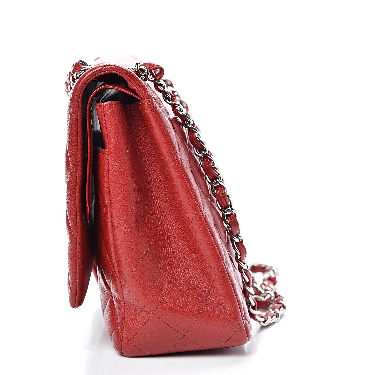 Caviar Quilted Maxi Double Flap Red