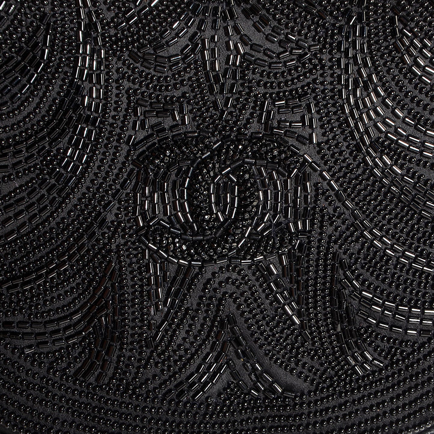 Satin Beaded Evening Bag Black