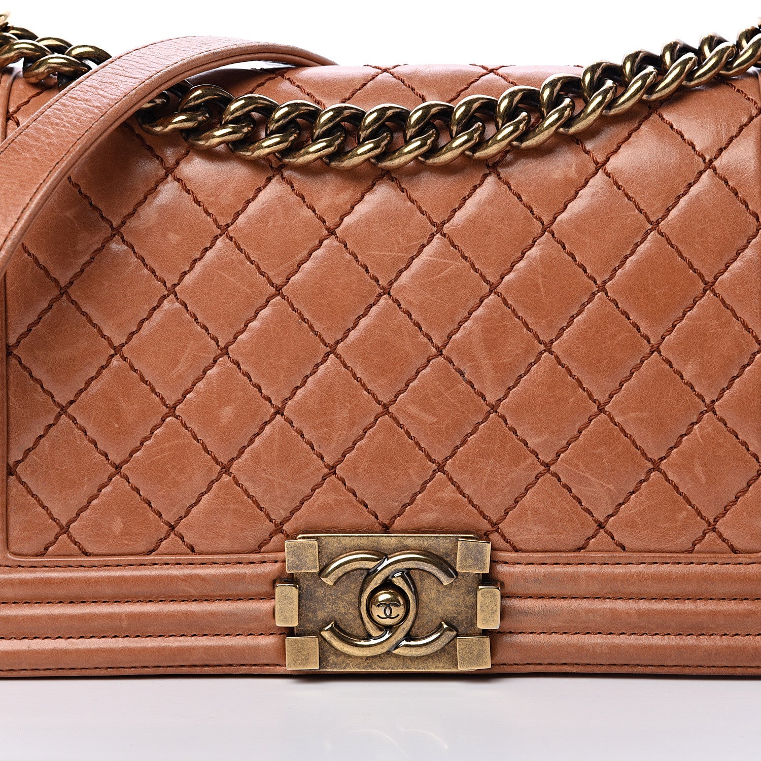 Chanel Calfskin Quilted Medium Boy Flap Light Brown 11 of 19