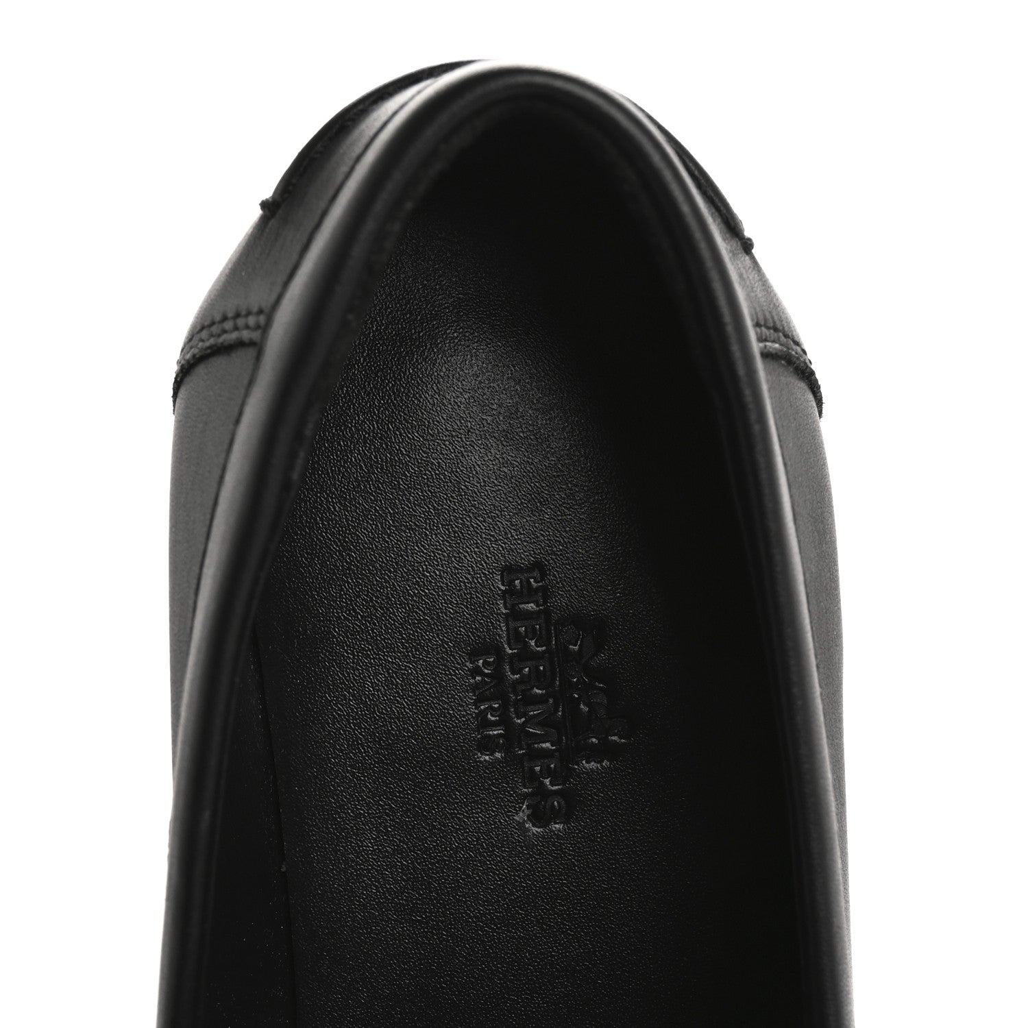 Hermes Calfskin Womens Destin Loafer 38 Black 7 of 10