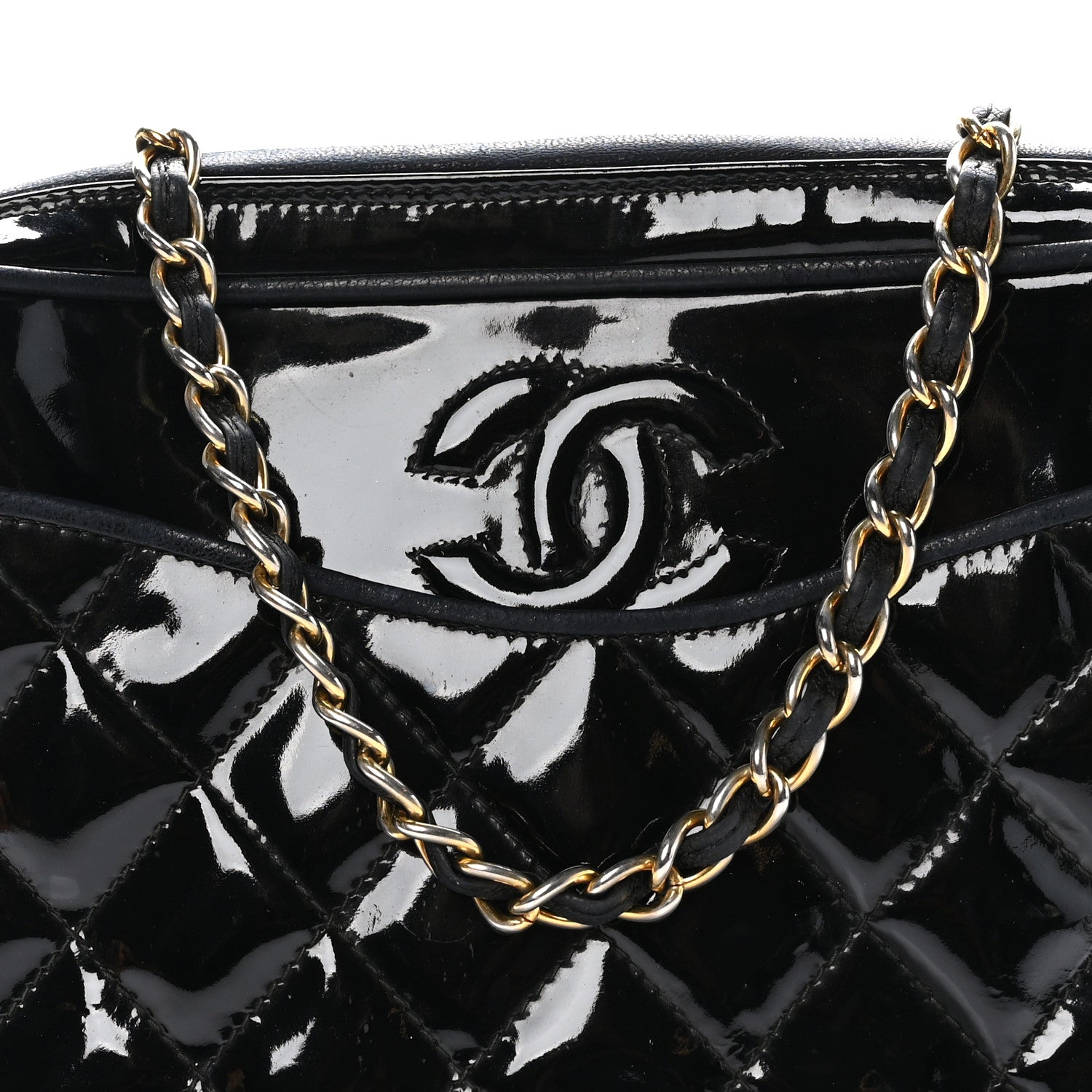 Chanel Patent Quilted Tassel Camera Case Black 9 of 11