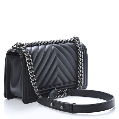 Chanel Lambskin Chevron Quilted Medium Boy Flap Black 2 of 11