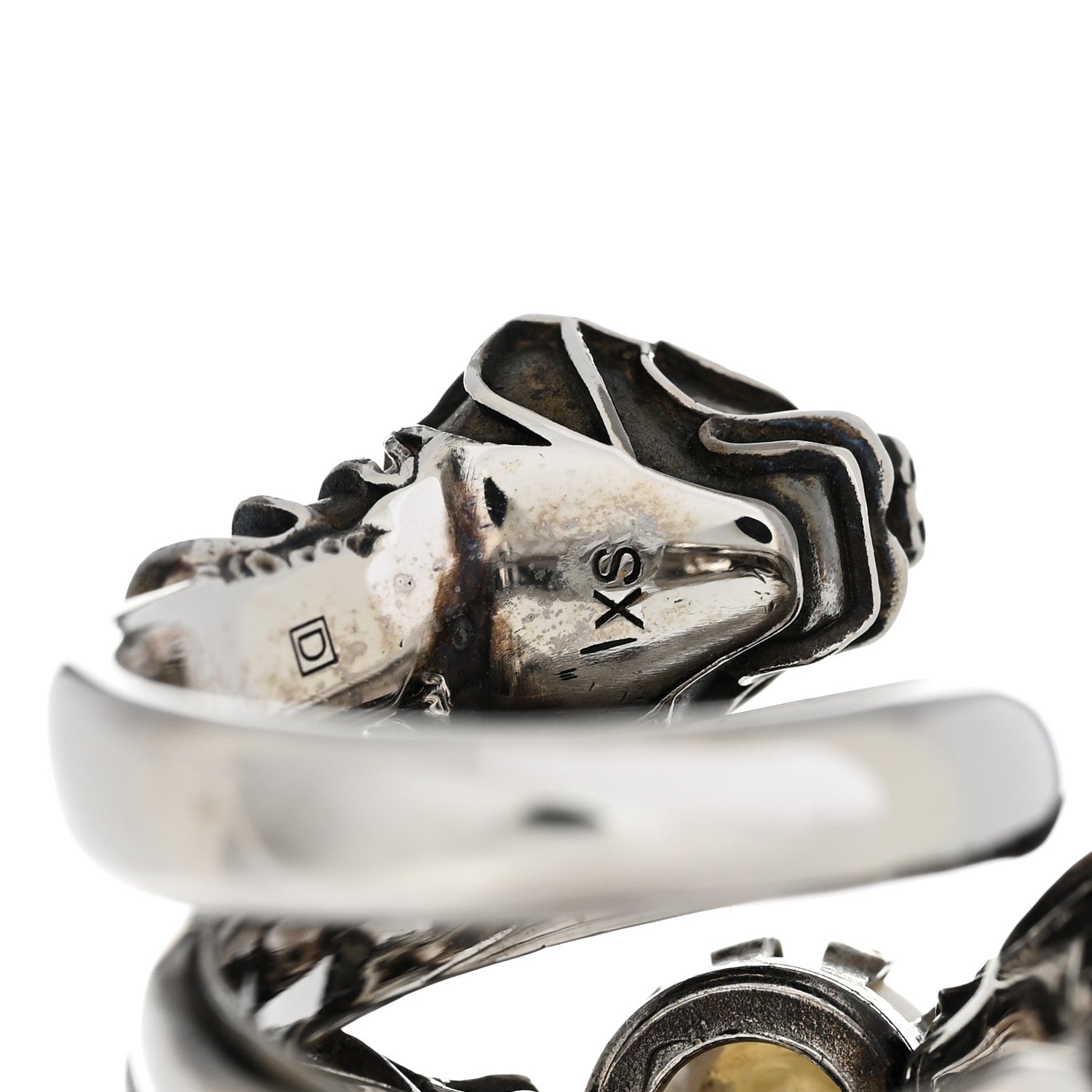 Gucci Pearl Tiger Heads Double Wrap Ring 6.5 Silver 5 of 7