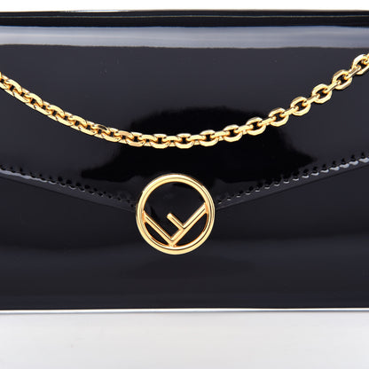 Fendi Vitello Vernice Mou F is Fendi Continental Envelope Wallet On Chain Black 10 of 10