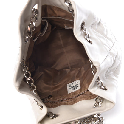 Burberry Calfskin Quilted Bucket Shoulder Bag White 5 of 20