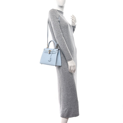 Hermes Epsom Kelly Sellier 25 Bleu Brume 2 of 9
