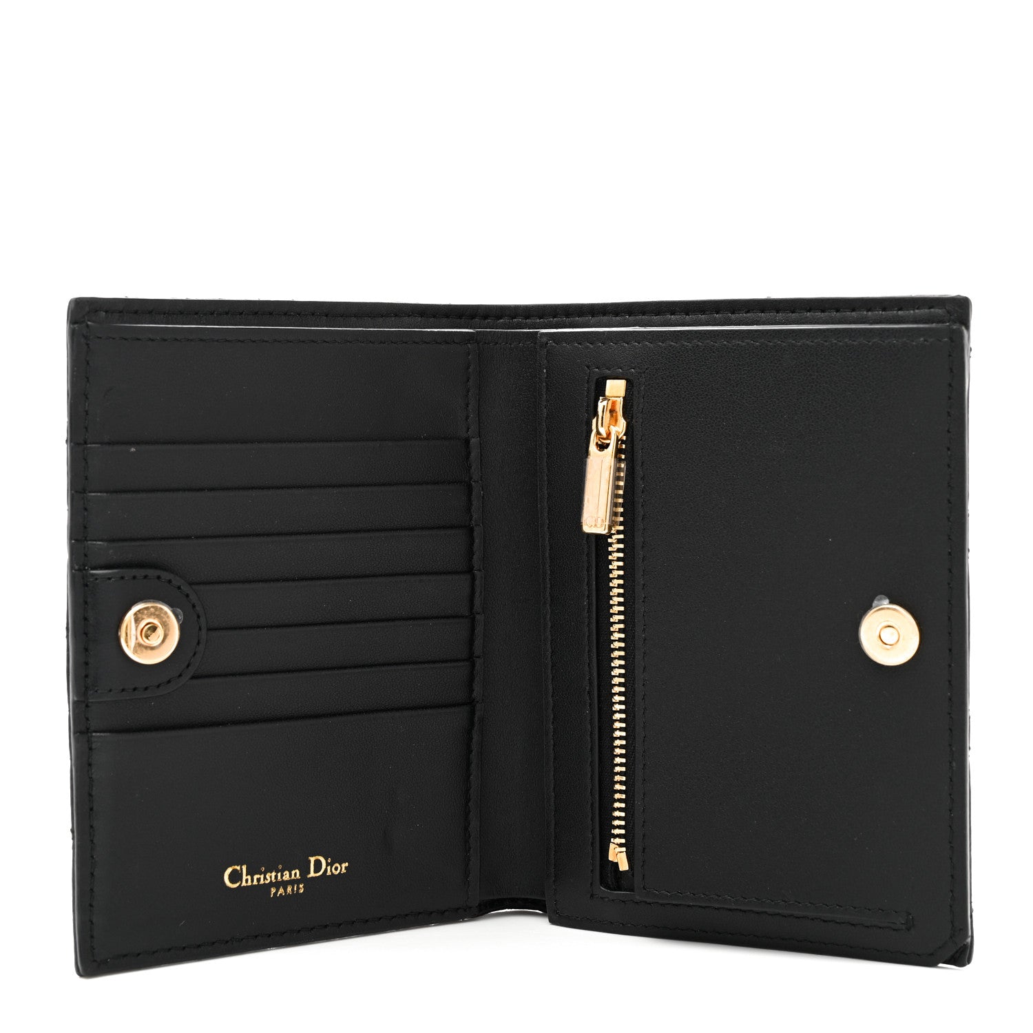 Christian Dior Supple Calfskin Cannage Caro Slim Wallet Black 5 of 9
